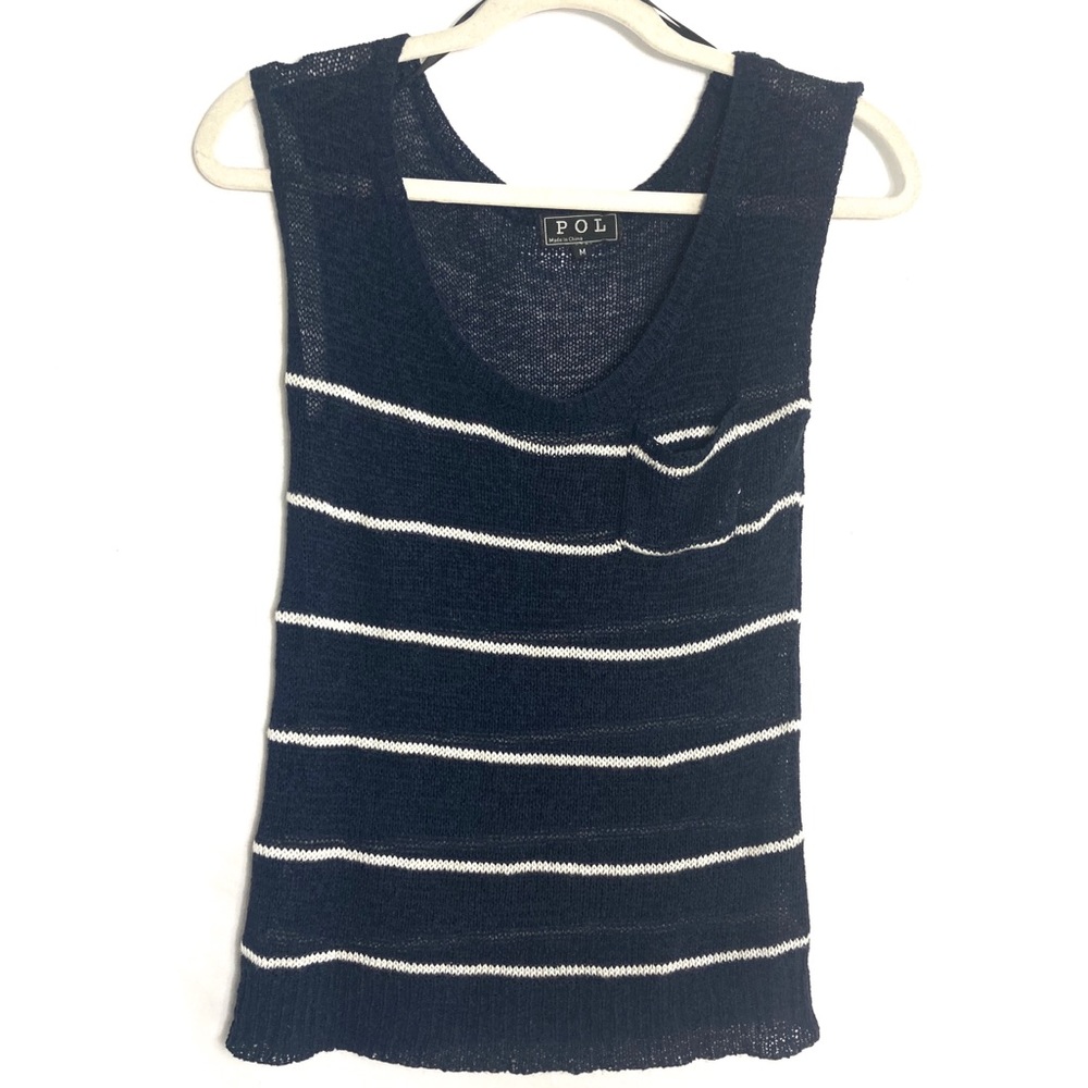 POL Modcloth Striped Knit Navy Tank Top